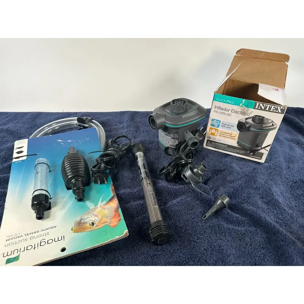 Aquarium Gravel Vacuum, 50W Heater & Intex Quick Fill Pump Bundle